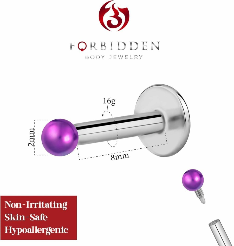 Forbidden Body Jewelry Body Piercing Studs | Forbidden Body Jewelry 16G 6Mm-8Mm Internally Threaded Surgical Steel Micro 2Mm Ball Top Tragus, Helix Earring And Labret Stud