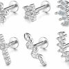 BOPREINA Body Piercing Studs | Bopreina 6Pcs 16G Stainless Steel Helix Tragus Earrings Cartilage Earrings Cubic Zirconia Tragus Conch Helix Piercing Studs For Women Hypoallergenic Piercing Jewellery