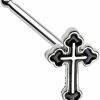 Body Accentz Body Piercing Studs | Body Accentz Nose Stud Ring Black Gothic Cross