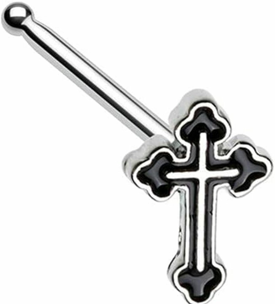 Body Accentz Body Piercing Studs | Body Accentz Nose Stud Ring Black Gothic Cross