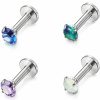 ZELORES Body Piercing Studs | Zelores 16G Stainless Steel Cartilage Opal Earrings For Women Cz Tragus Stud Earring Set Daith Helix Cartilage Piercing Jewelry