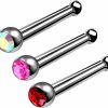 MATIGA Body Piercing Studs | Matiga 3Pcs Titanium 18 Gauge 9/32 7Mm Bone Stud Nose Ring Piercing Jewelry 2Mm Crystal More Choices