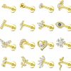 YADOCA Body Piercing Studs | Yadoca 16Pcs 16G Tragus Piercing Jewelry Hypoallergenic Surgical Steel Tragus Earrings Internally Threaded Flat Back Medusa Labret Lip Monroe Conch Cartilage Stud Earrings For Women