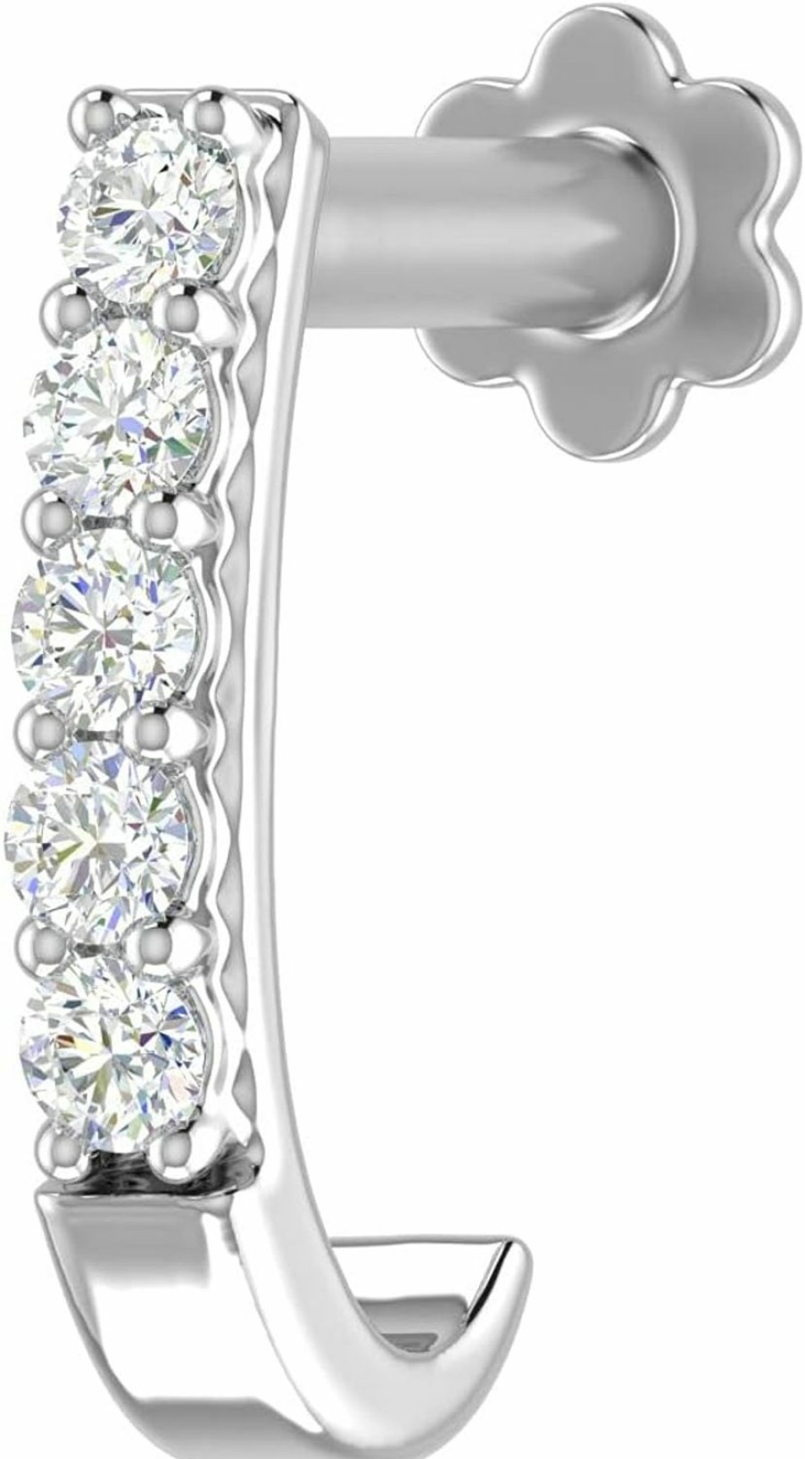 FINEROCK Body Piercing Studs | Finerock 0.06 To 0.13 Carat 5-Stones Diamond Nose Pin Open Hoop In 18K Gold (Si1-Si2 Clarity)