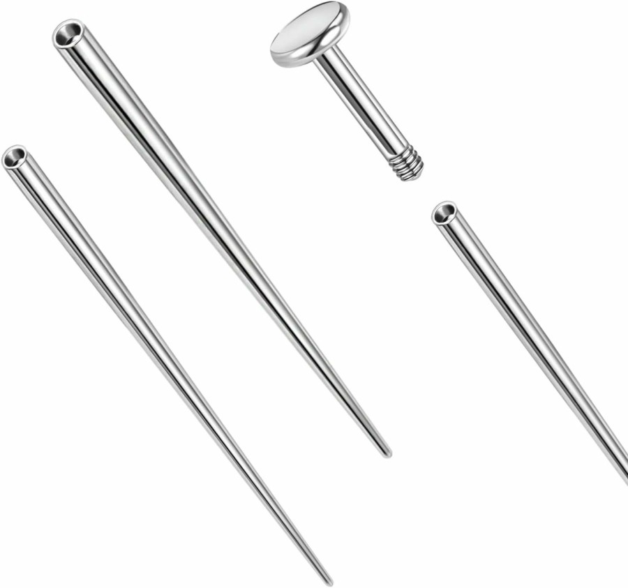 PunkTracker Body Piercing Studs | 14G/16G/18G Astm F136 Titanium Piercing Taper Insertion Pin For Internal Thread Tragus/Helix/Lip/Nose/Helix/Piercing Jewelry Cartilage Earrings Labret Nose Studs Stretcher Assistant Tool