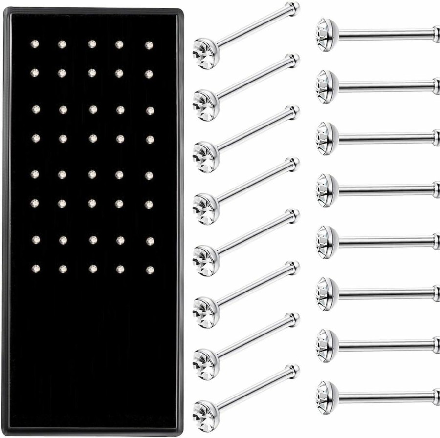 Charisma Body Piercing Studs | Charisma 40Pcs Small Nose Studs Stainless Steel Cz Nose Piercing Jewelry Tiny Bone Studs For Women Men Hypoallergenic (2Mm,Clear Cz,22G)