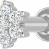 FINEROCK Body Piercing Studs | Finerock 0.04 Carat 7-Stones Cluster Diamond Nose Pin Stud In 14K Gold