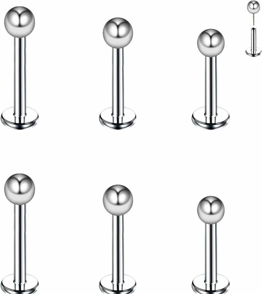 VERAMI Body Piercing Studs | Verami 16G 18G 20G Threadless Push In Nose Rings Studs 316L Surgical Stainless Steel Lip Rings Studs Labret Jewelry Cartilage Tragus Helix Earrings Studs Monroe Medusa Piercing Jewelry For Women Men