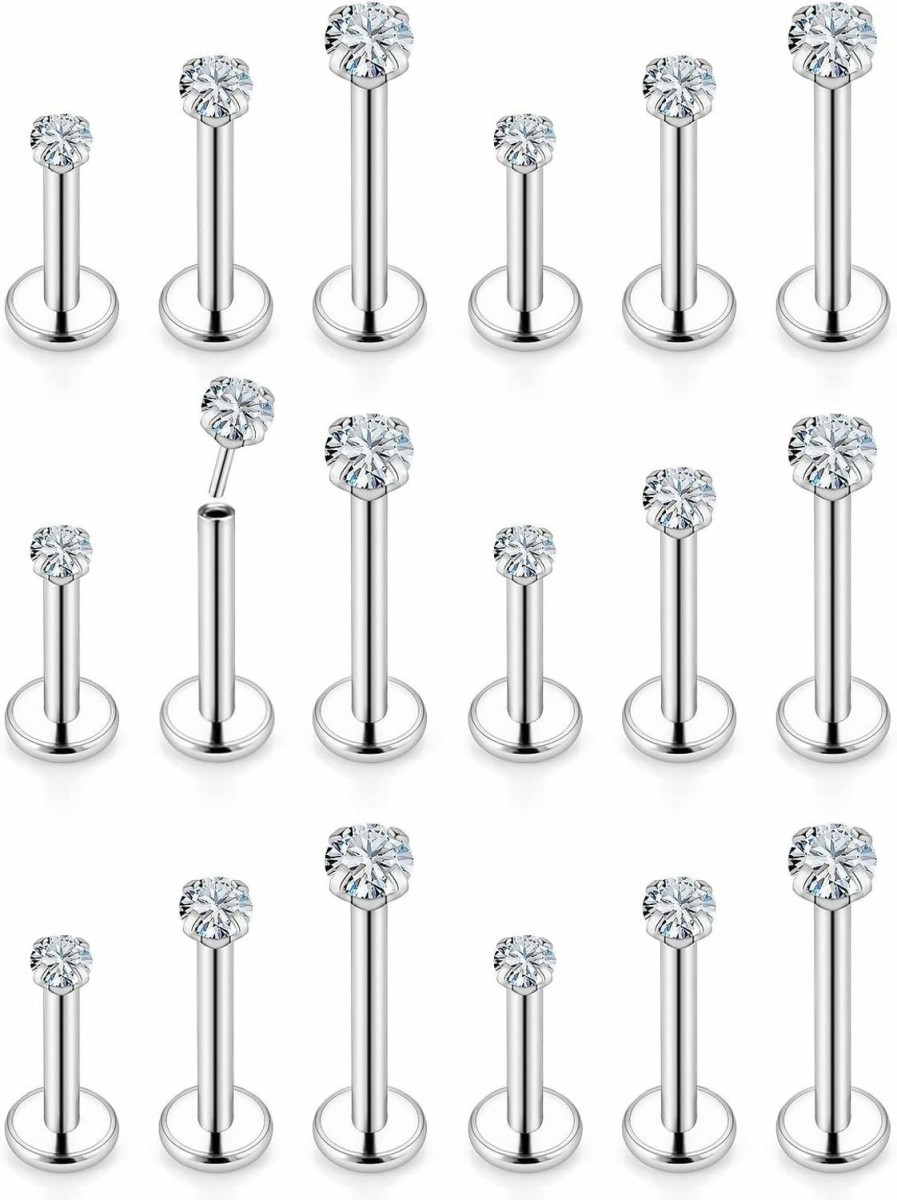 Vsnnsns Body Piercing Studs | Vsnnsns 20G 18G 16G Push In Lip Rings Stainless Surgical Steel Labret Jewelry Monroe Lip Rings Nail Cartilage Tragus Helix Earrings Studs Nose Ring Medusa Piercing Jewelry For Women Men 6Mm 8Mm 10Mm