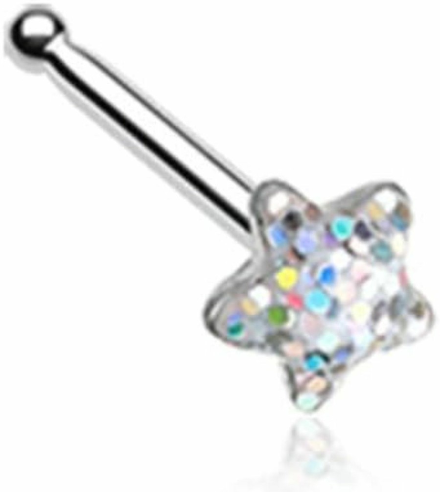 Freedom Fashion Body Piercing Studs | Freedom Fashion Star Glitter Sparkle 316L Surgical Steel Nose Stud Ring (Sold Individually)