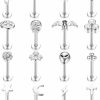 Drperfect Body Piercing Studs | Drperfect Tragus Piercing Jewelry For Women Men 16G 6Mm 8Mm Helix Cartilage Conch Earring Stud Stainless Steel Internally Threaded Medusa Lip Monroe Ring Labret Nose Stud Set