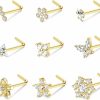 BodyBonita Body Piercing Studs | Bodybonita 9Pcs 20G Nose Rings Studs With Big Bling Cz Snowflake Star Top Surgical Steel L-Shaped Nose Studs Triple Linear Gem Ball Round Diamond Cz Nose Piercing Jewelry 7Mm