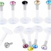 TianDe Body Piercing Studs | Tiande 10Pcs 16G Clear Uv Flexible Acrylic 2Mm Cz Gem Labret Monroe Lip Ring/Tragus/Helix/Cartilage Earring Stud Barbell Body Piercing Jewelry