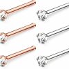 Belatti Body Piercing Studs | Belatti 6Pcs Surgical Steel Nose Ring For Women & Men - 2Mm Cz Cubic Zirconia Set - Hypoallergenic Pushin Bar Nose Ring Straight Post - Bone Pin Stud Nose Piercing Jewelry (Choose Gauge - Color - Gem)