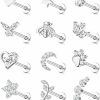 YADOCA Body Piercing Studs | Yadoca 12Pcs 16G Tragus Earrings For Women Flat Back Cartilage Earring Stainless Steel Top Screw Cz Butterfly Bee Flower Moon Heart Flatback Stud Earrings Labret Conch Helix Cartilage Tragus Piercing Jewelry Set