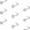 MissNity Body Piercing Studs | Missnity 18G 20G 22G Tiny Faux Diamond Nose Studs, Various Cz Size Prong Set Top Nose Ring L-Shape Nose Screw Surgical Steel Nostril Piercing Jewelry For Women