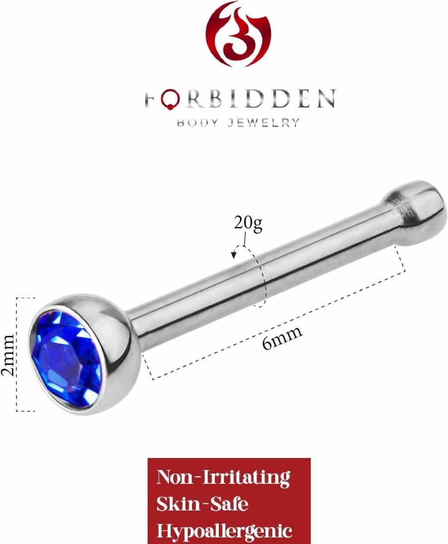 Forbidden Body Jewelry Body Piercing Studs | Forbidden Body Jewelry 20G Surgical Steel 2Mm Bezel Set Cz Crystal Nose Stud