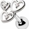 Generic Body Piercing Studs | Amelia Fashion 16 Gauge Triple Heart With Cz Labret/Monroe/Ear Cartilage Stud 316L Surgical Steel