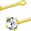 Forbidden Body Jewelry Body Piercing Studs | Forbidden Body Jewelry 22G 18K Gold Plated Sterling Silver Cz Simulated Diamond Nose Stud, 2.5Mm