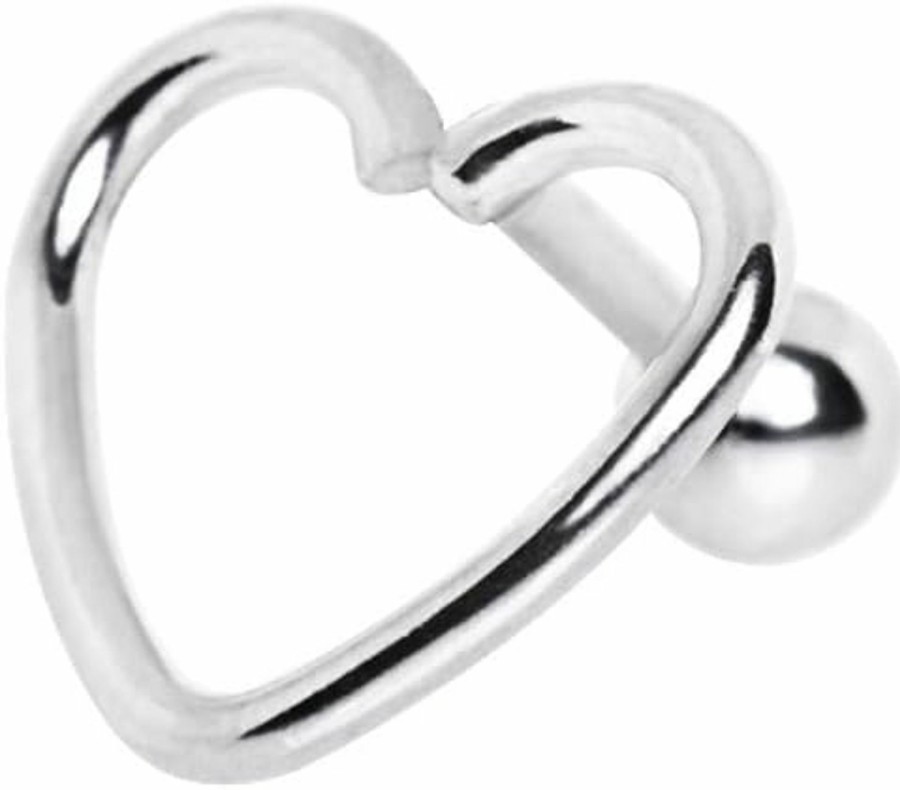 Amelia Fashion Body Piercing Studs | Amelia Fashion 16 Gauge Open Heart Shaped Cartilage Earring Stud 316L Surgical Steel (Sold Individually)