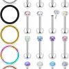 Xnsjeyy Body Piercing Studs | Xnsjeyy 16G 18G Threadless Push In Lip Rings Hoops For Women Stainless Steel Labret Jewelry Monroe Lip Ring Medusa Piercing Jewelry Tragus Helix Cartilage Earring Piercing Jewelry Hoop For Women Opal