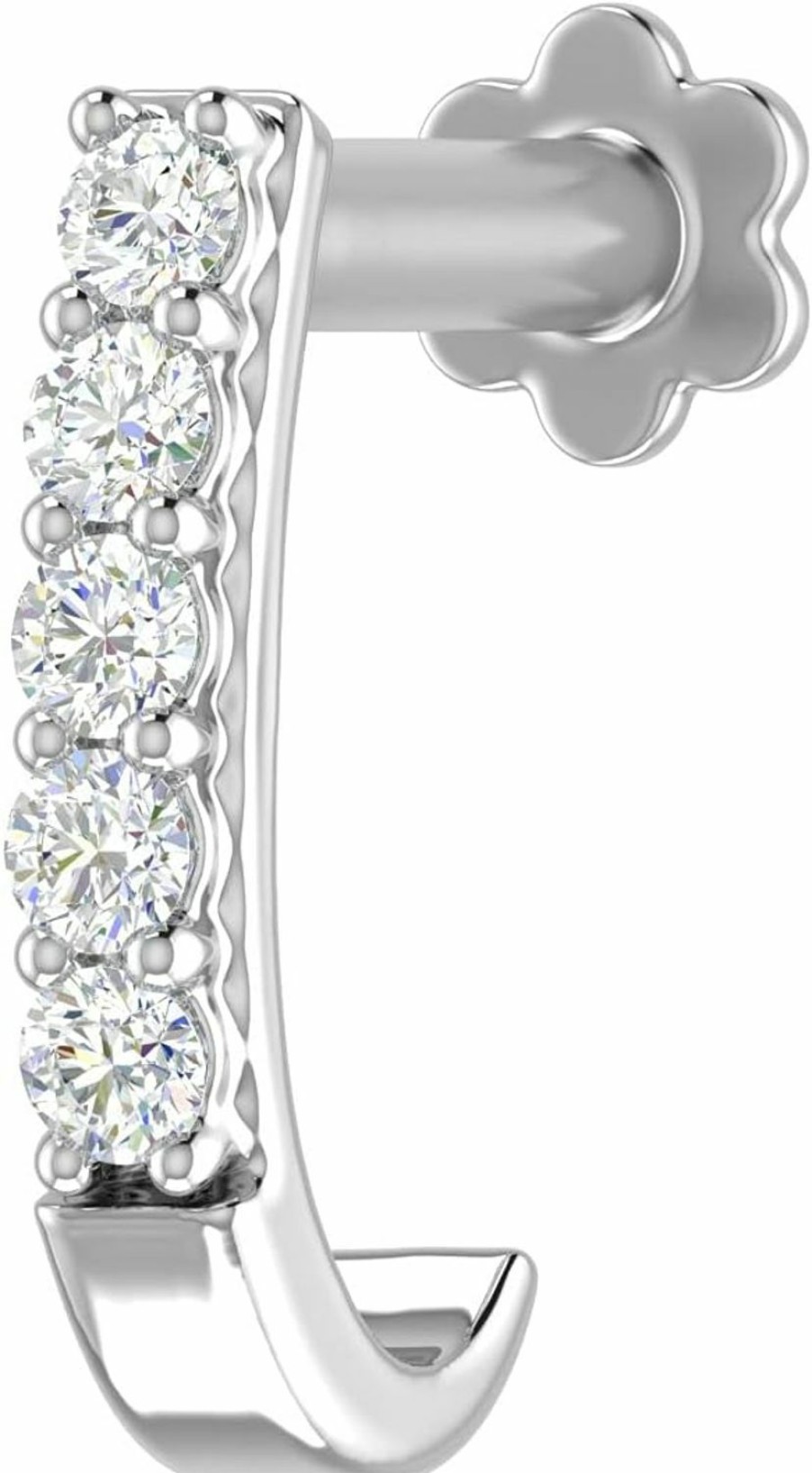 FINEROCK Body Piercing Studs | Finerock 0.06 To 0.13 Carat 5-Stones Diamond Nose Pin Open Hoop In 18K Gold