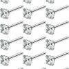 Uzgtvy Body Piercing Studs | Uzgtvy 18G 20G 22G Nose Rings Studs With Cubic Zirconia 316L Surgical Steel Straight Screw L Shaped Nose Studs Piercing Jewelry For Women Men Girl Cz 1.5Mm 2Mm 2.5Mm 3Mm 20Pcs