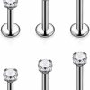 Ocptiy Body Piercing Studs | Ocptiy 20G 18G 16G G23 Titanium Lip Labret Monroe Medusa Nose Rings Studs Hypoallergenic Tragus Cartilage Helix Earrings Studs Piercing Jewelry For Women Men 6Mm 8Mm 10Mm