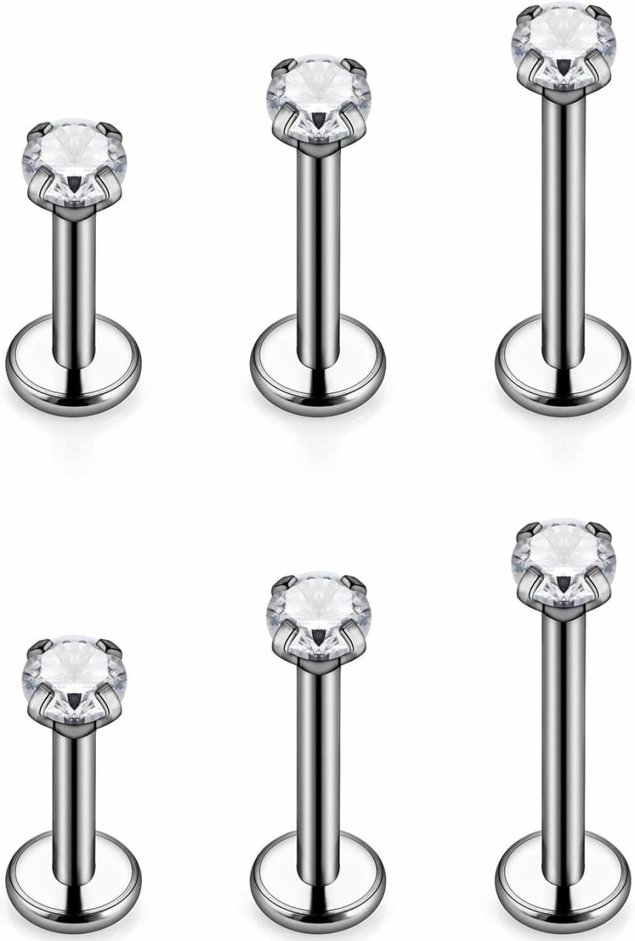 Ocptiy Body Piercing Studs | Ocptiy 20G 18G 16G G23 Titanium Lip Labret Monroe Medusa Nose Rings Studs Hypoallergenic Tragus Cartilage Helix Earrings Studs Piercing Jewelry For Women Men 6Mm 8Mm 10Mm