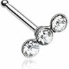 Freedom Fashion Body Piercing Studs | Freedom Fashion Triple Linear Gem 316L Surgical Steel Nose Stud Ring (Sold Individually)