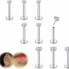 ZS Body Piercing Studs | Zs 9Pcs 16G/18G/20G Threadless Push In Lip Labret Nose Studs, Stainless Steel Piercing Jewelry For Conch Medusa Piercing, Cz Forward Helix Tragus Earring For Women Men