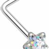 Freedom Fashion Body Piercing Studs | Freedom Fashion Star Glitter Sparkle L-Shaped 316L Surgical Steel Nose Stud Ring (Sold Individually)