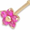 JewelryWeb Body Piercing Studs | Jewelryweb Solid 14K Yellow Gold Cubic Zirconia 3Mm Flower Nose Stud (Five Color)