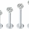 Jeonjoe Body Piercing Studs | Injoy Jewelry 16G Stainless Steel 3Mm Cz Lip Studs Labret Monroe Nose Tragus Helix Ear Piercing Jewelry