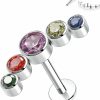 GAGABODY Body Piercing Studs | Gagabody Labret Studs 16G G23 Titanium Earrings16G 6/8/10Mm Clear Cz/Opal Titanium Internally Threaded Earrings Labret Monroe Lip Studs Helix Cartilage Tragus Earring Piercing