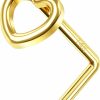 Melighting Body Piercing Studs | Meiighting 14K Gold Nose Rings 20G Star Nose Stud L Shaped Heart Nose Piercing Jewelry For Women Men Real Gold Body Piercing Jewelry Woman