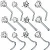 SOVSEFD Body Piercing Studs | Sovsefd 12 Pcs 20 Gauge Stainless Steel Nose Rings Studs L Crook Bone Shaped Crook Nose Fake Septum Rings Body Piercing Jewelry 3Mm Diamond Cz Nose Stud L Bend For Women Men Girl Piercing