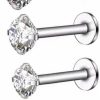 Roe Dolph Body Piercing Studs | Roe Dolph 4 Pcs Lip Rings For Women Girls Cz Tragus Helix Earrings Monroe Piercing Jewelry Stainless Steel Stud Lip Rings