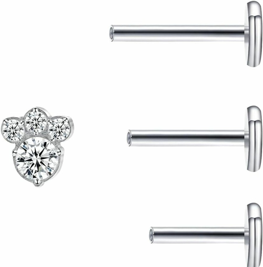 VOJO Body Piercing Studs | Vojo G23 Titanium 16G Cartilage Helix Earrings Threaded Flat Back Tragus Labret Nose Studs Medusa Piercing Jewelry