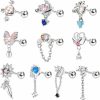 JOERICA Body Piercing Studs | Joerica 16G Dangle Cartilage Earring For Women 316L Stainless Steel Butterfly Planet Snowflake Cz Cartilage Earring Helix Tragus Conch Stud Ear Piercing Jewelry