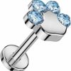 Amelia Fashion Body Piercing Studs | Amelia Fashion 18 Gauge Implant Grade Titanium Threadless Push In Labret With Cz Paw Top (Choose Color)