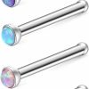 Ruifan Body Piercing Studs | Ruifan 22G 1.5Mm 2Mm 2.5Mm 3Mm Jeweled Opal Nose Bone Studs Rings Pin Piercing Jewelry 4Pcs