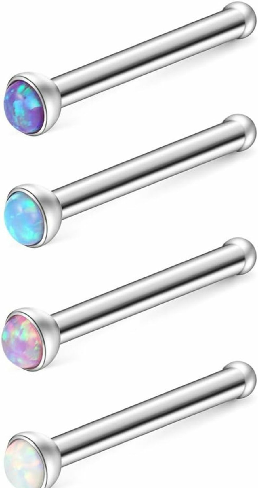 Ruifan Body Piercing Studs | Ruifan 22G 1.5Mm 2Mm 2.5Mm 3Mm Jeweled Opal Nose Bone Studs Rings Pin Piercing Jewelry 4Pcs