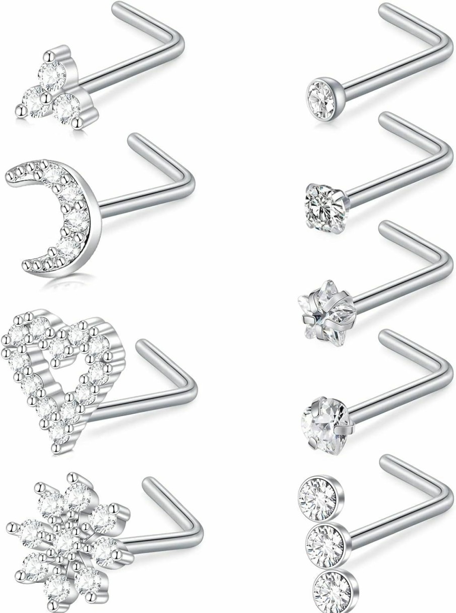 Briana Williams Body Piercing Studs | Briana Williams Nose Studs Nose Rings For Women 18G 20G Corkscrew Nose Ring Stainless Steel Nose Screw Studs Nose Rings Studs Surgical Steel Nostril Nose Piercing Jewelry