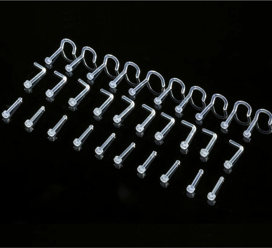 YOVORO Body Piercing Studs | Yovoro 20-30Pcs 20G Bioflex Clear Nose Rings Stud 2Mm Nose Retainer Body Piercing Jewelry