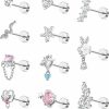 LOYALLOOK Body Piercing Studs | Loyallook 11Pcs Men Stainless Steel Flower Heart Dangle Cartilage Earring Stud Cz Cartilage Tragus Couch Helix Piercing Jewelry