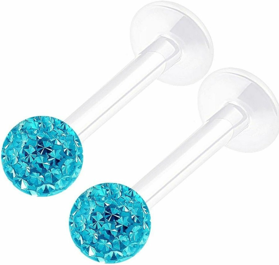 BanaVega Body Piercing Studs | 2Pcs Acrylic Lip Ring Studs 16 Gauge 5/16 8Mm 3Mm Crystal Ball Lobe Earrings Marilyn Monroe Piercing Jewelry See More Colors