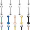 Hoeudjo Body Piercing Studs | Hoeudjo Mix Color Cz Internally Threaded 14G Monroe Lip Ring Labret Stud Tragus Nail Forward Helix Earring Stud Piercing Jewelry For Women Men 18 Pieces 6Mm 8Mm 10Mm