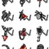 LOAYHOAY Body Piercing Studs | Loayhoay 12Pcs 20G Stainless Steel Black Nose Rings Halloween Nose Studs Spider Nose Rings Studs L Shaped Nose Studs Bat Skull Gothic Nose Piercing Jewelry