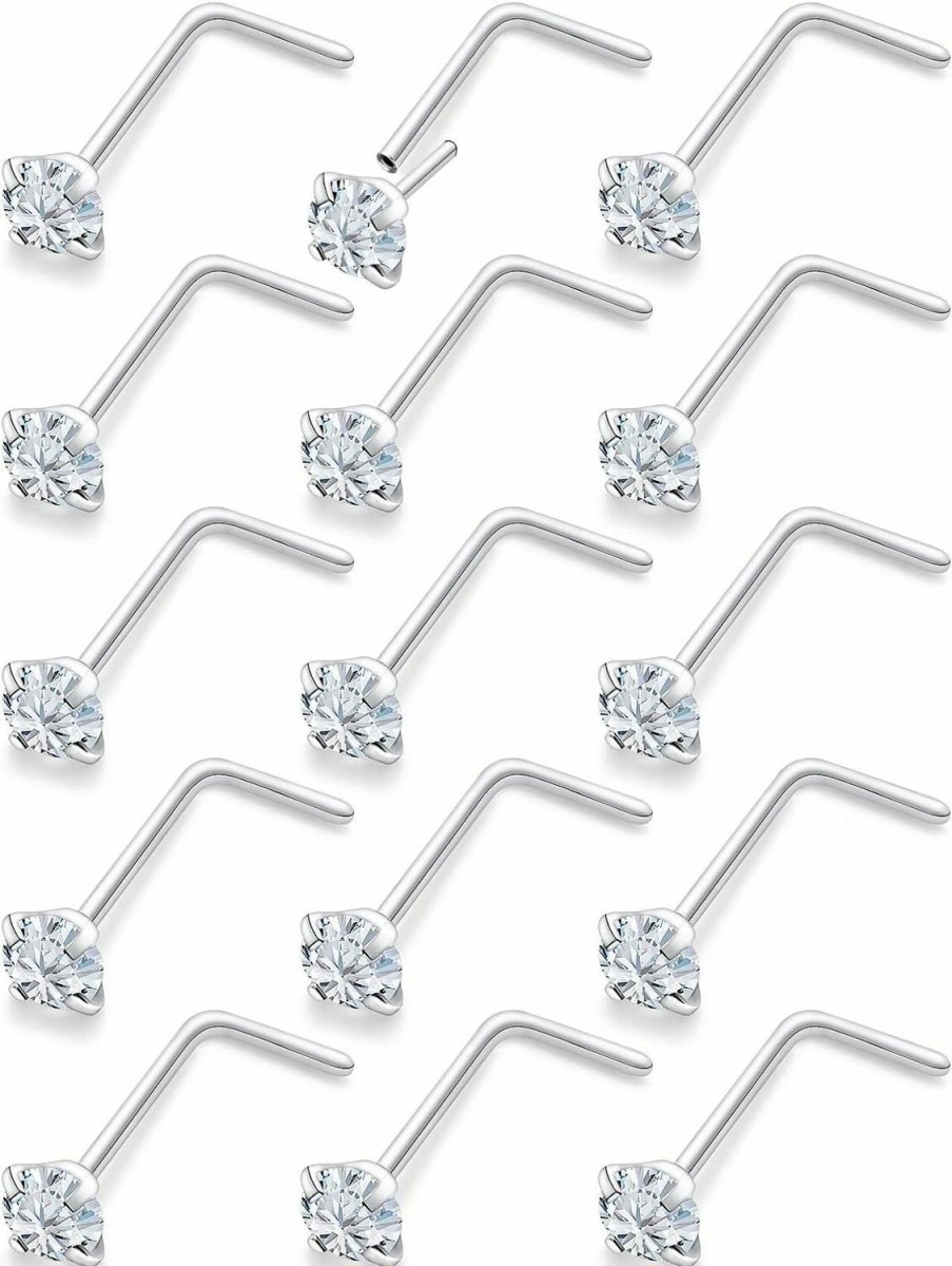 Lsnevsie Body Piercing Studs | Lsnevsie 20G Push In Theadless Nose Rings Studs Surgical Steel Hypoallergenic Nose Rings Studs Piercing Jewelry For Women Men Diamond 2Mm